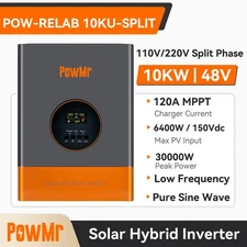 10KW 48V Solar Inverter Hybird 110V/220V Split Phase 120A Controller Peak 30kW