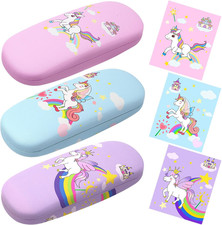 3 Pcs Cute Eyeglasses Case Hard Shell Storage Cases Unicorn Hard Clamshell