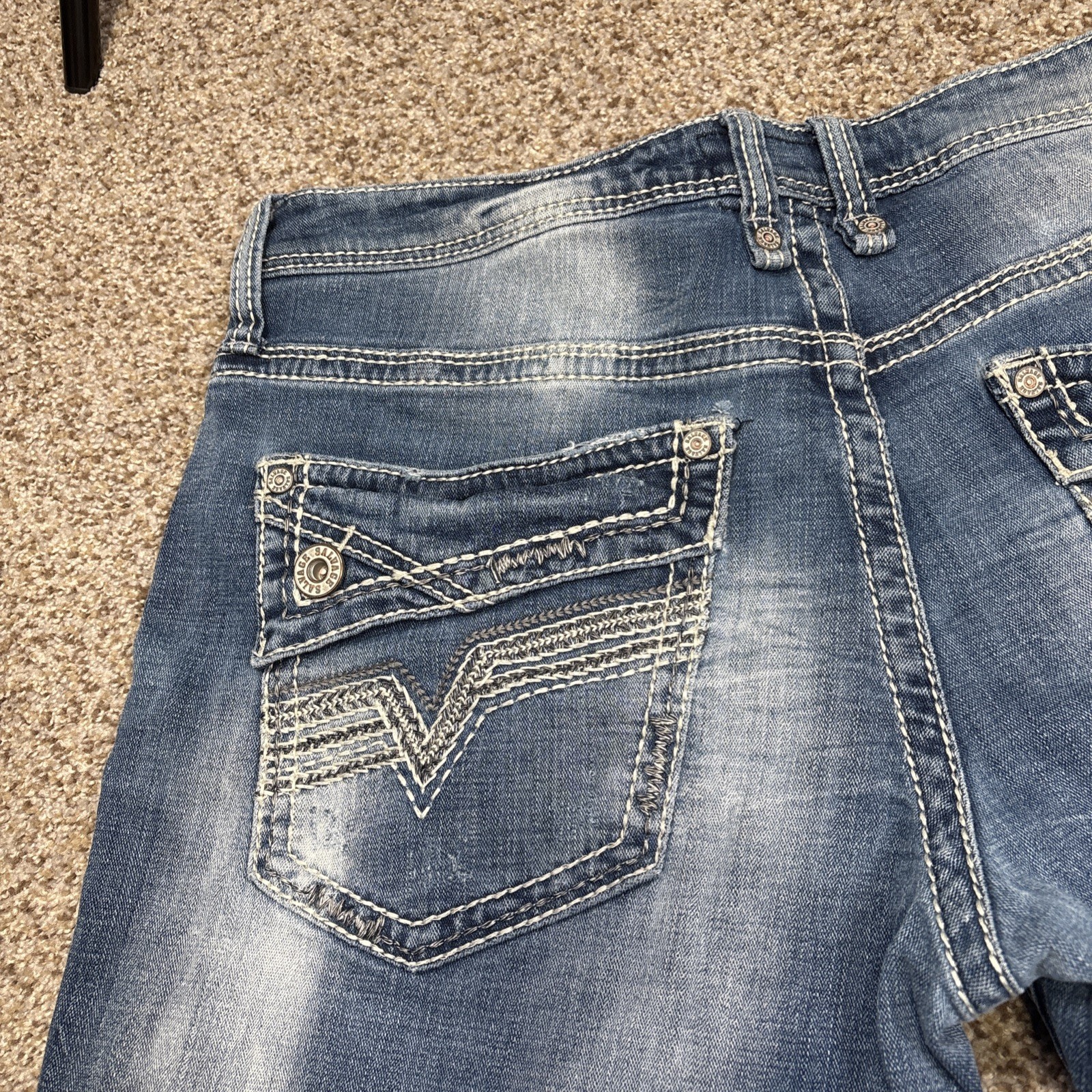 Buckle Salvage Jeans Mens 34S Mayhem Bootcut Medium Acid Wash Fits 36 X 30 - View 15