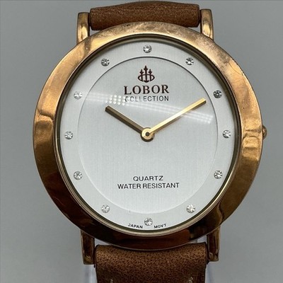 Lobor Collection Womens Watch 36mm Rose Gold Plated Brown Leather New Battery