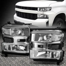 FOR 19-24 CHEVY SILVERADO 1500 OE STYLE CHROME HOUSING CLEAR CORNER HEADLIGHTS