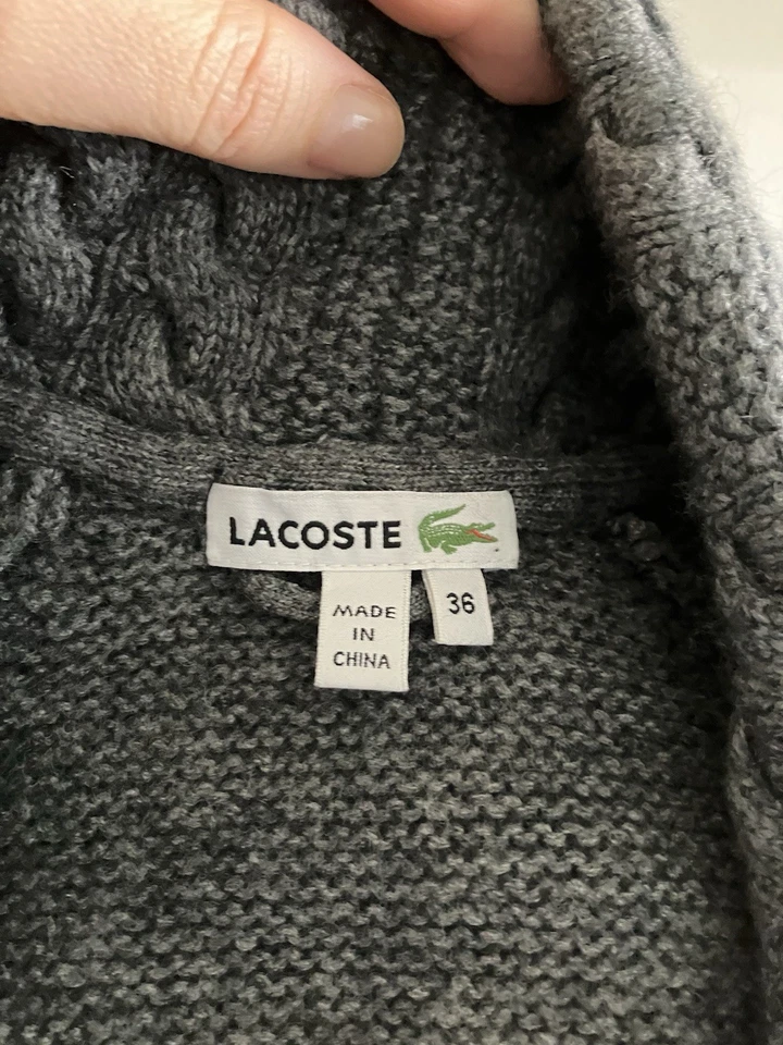 Lacoste 灰色开衫毛衣 尺寸 36 超小号 4 — 第 4/4 张图片