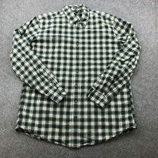 Eddie Bauer Shirt Mens Large Tall Green Plaid Flannel Relaxed Fit Button Down