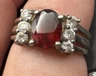 Vintage Sterling Silver 925 Garnet With Six CZ Ring Size 6 Stunning!