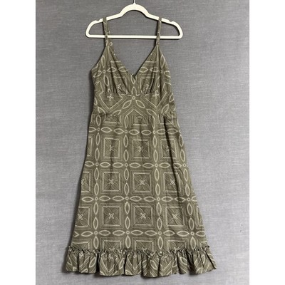 Apt 9 Dress 10 Green Floral Babydoll Boho Western Smocked Ruffle Y2K Midi