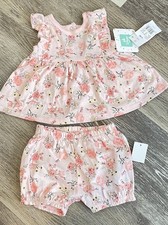 Disney Baby Minnie Mouse outfit Set baby girl 0-3M Pink ruffle floral summer NEW
