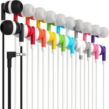 Bulk Earbuds with 3.5 Mm Headphone Plug - 10 Pack Wholesale Bundle - Multi Color