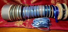 HUGE LOT of VINTAGE  RIBBON  Various Designs- Blue 20+