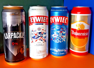 x 4 LEERE BIERDOSEN ZYWIEC POLEN, BAVAROISE LAGER MAROKKO, KARPACKIE POLEN