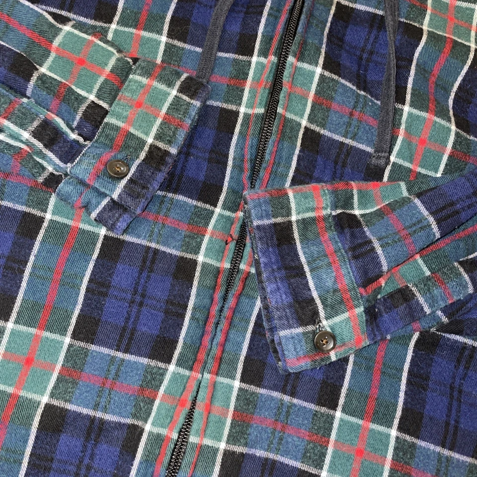 LL Bean Chaqueta con Capucha Cremallera Completa Para Mujer Talla Mediana Franela a Cuadros Calce Relajado Foto 4 de 4