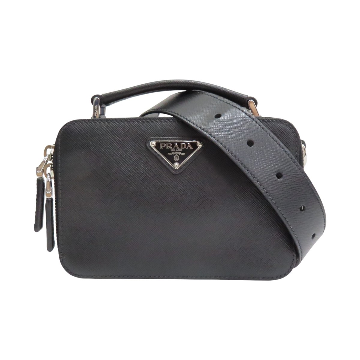 PRADA Brique Saffiano Shoulder Bag Calfskin Black 2VH070 | eBay