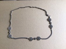 Cinturón De Colección Chico Estrás Flor Cadena Gunmetal Cristal Ajustable Boho