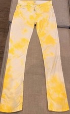 Hudson Yellow & White Tie-dye  Straight Leg Jeans 5 Pocket  Size 26