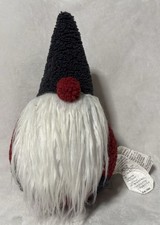 Plush Gnome Doll Red and Black Hat White Beard Fantasy Theme