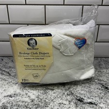 New Gerber Kids Birdseye Cloth Diapers White 12 Pack Prefolded 4-Ply Absorbent