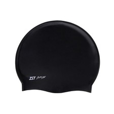 IST Solid Color Silicone Swimming and Watersports Cap for One Size, Black