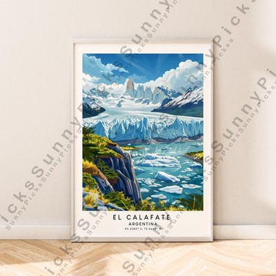 El Calafate Illustration Art Print Argentina Travel Poster Wall Décor Unframed