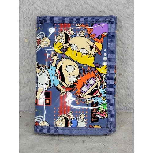 Vintage Rugrats Nickelodeon Trifold Wallet Blue Reptar Tommy Chuckie 90s Cartoon