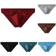 Ice Silk Men's Low-Rise Briefs Satin Texture Breathable Underpants M 2XL