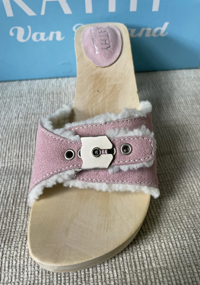 Zuecos Kathy Van Zeeland Rosa Vintage Gamuza/Hebilla Sherpa Sin Cordones Talla 8 NUEVO Foto 4 de 4