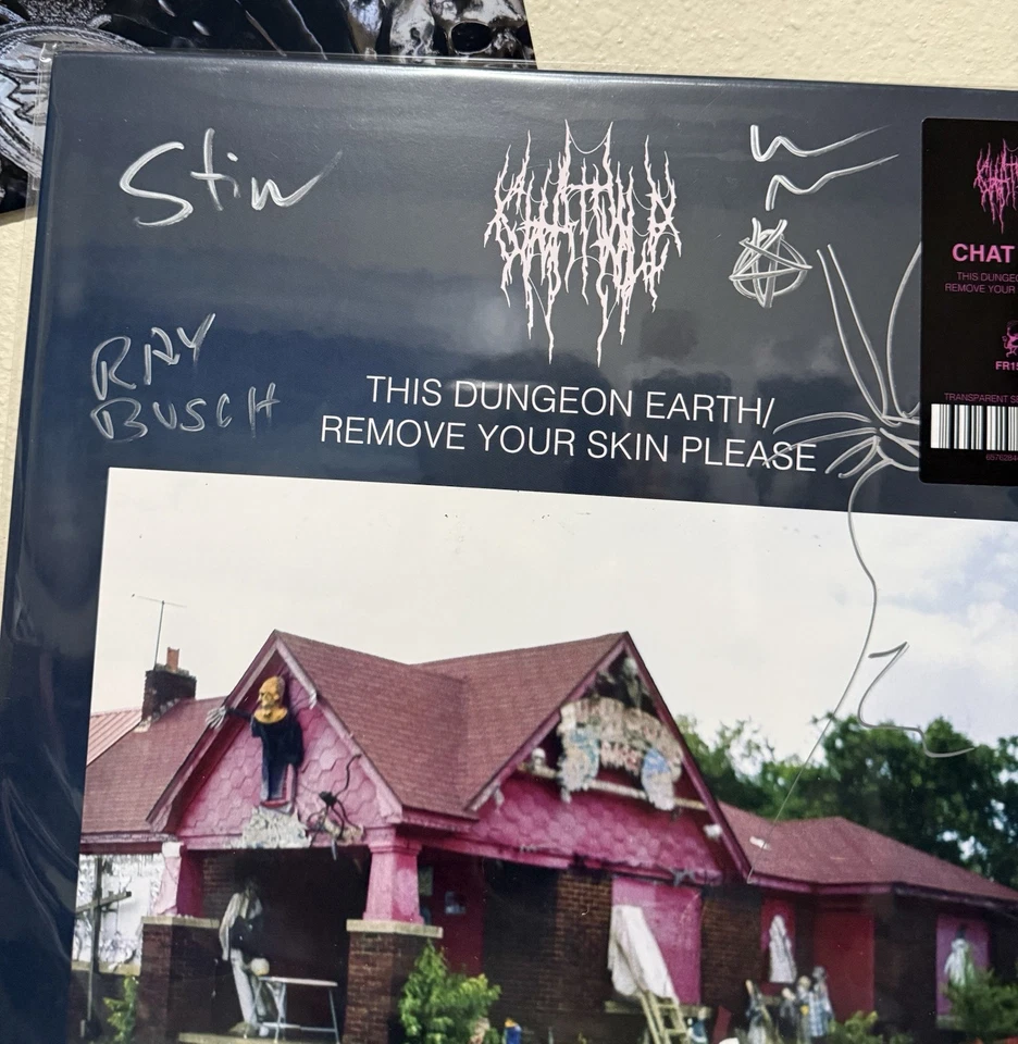 SIGNED Chat Pile This Dungeon Earth Blue Vinyl LP Autographed Record Metal RARE Foto 3 de 4