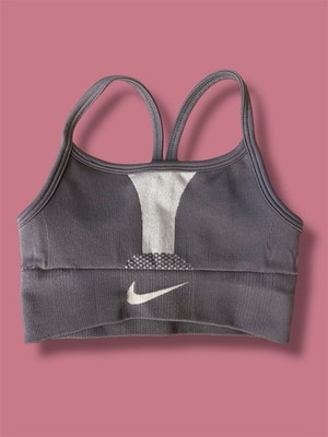Nike Girls Big Kids Dri-FIT Indy Sports Bra Gray Size XS (6/7) Light Support EUC