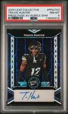 *POP 1* 2024 Leaf Collective Press Pass Travis Hunter Auto Purple Shimmer /8 PRC
