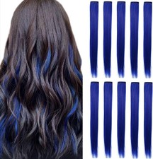 Multi-Colors Hair Etensions Streak Synthetic Hairpieces (Blue)