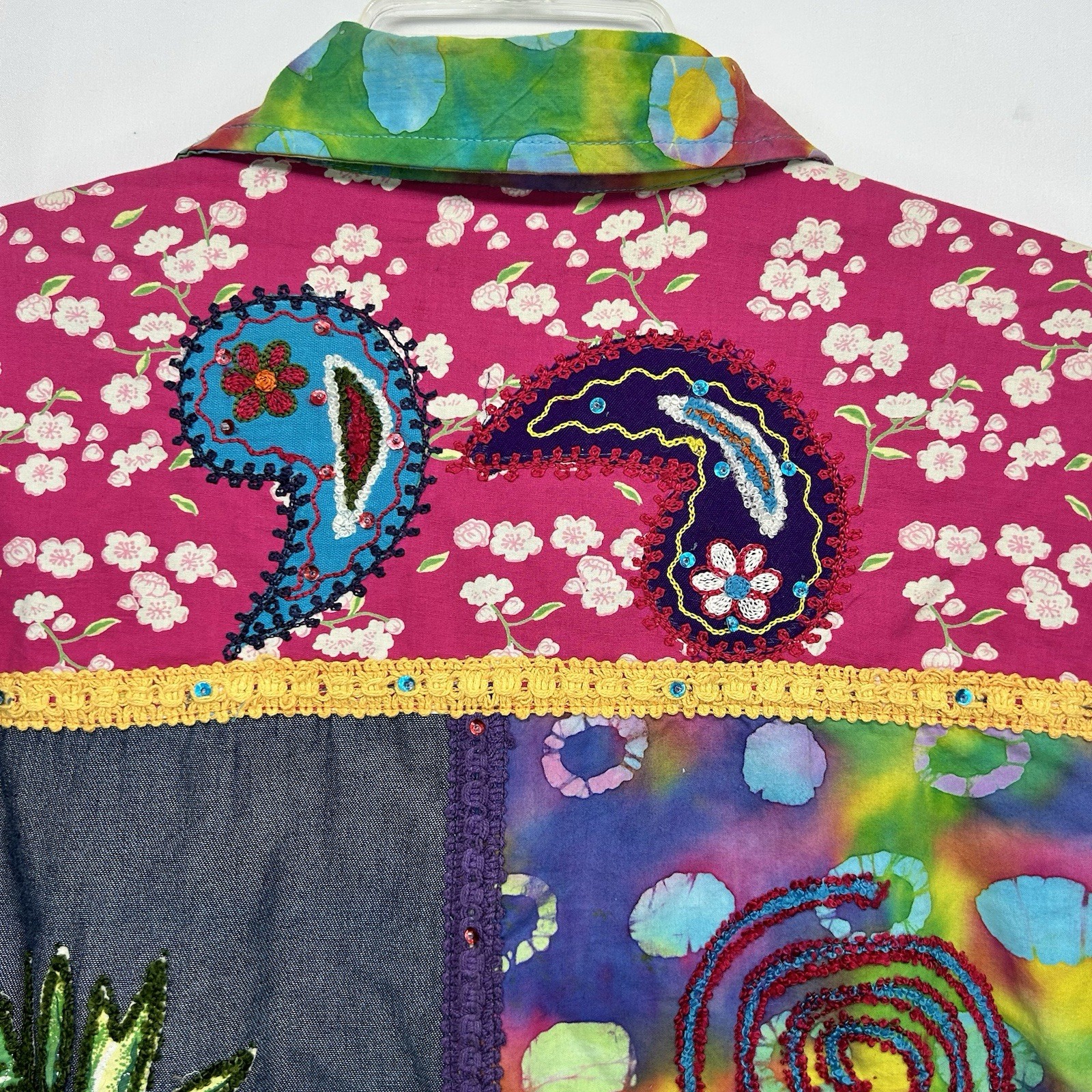 Patchwork Jacket Floral Multi Colored Embroidered… - image 9