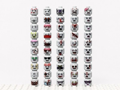 Lego Zombie Minifigure Head Parts -Printed On Real Lego minifig Apocalypse x50