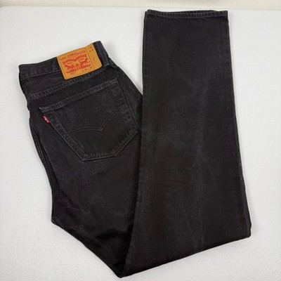 Vtg Levis 501 Original Fit Mens Black Straight Leg Button Fly Jeans W36 L36