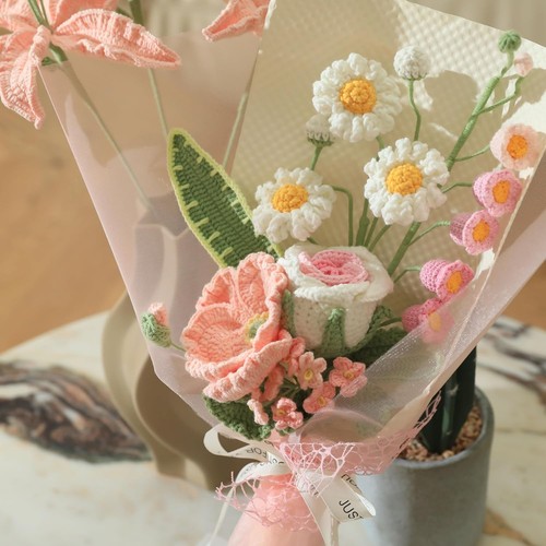Exceptional 18" Handmade Crocheted Ombre Flower Bouquet - Durable & Elegant Gift - Picture 5 of 7