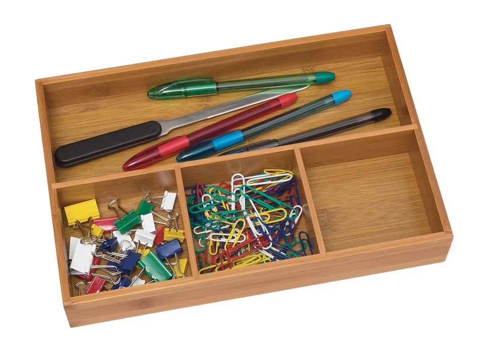 Bandeja organizadora de 4 compartimentos de madera de bambú Lipper International 824, 11 5/8" x 7 Foto 2 de 4