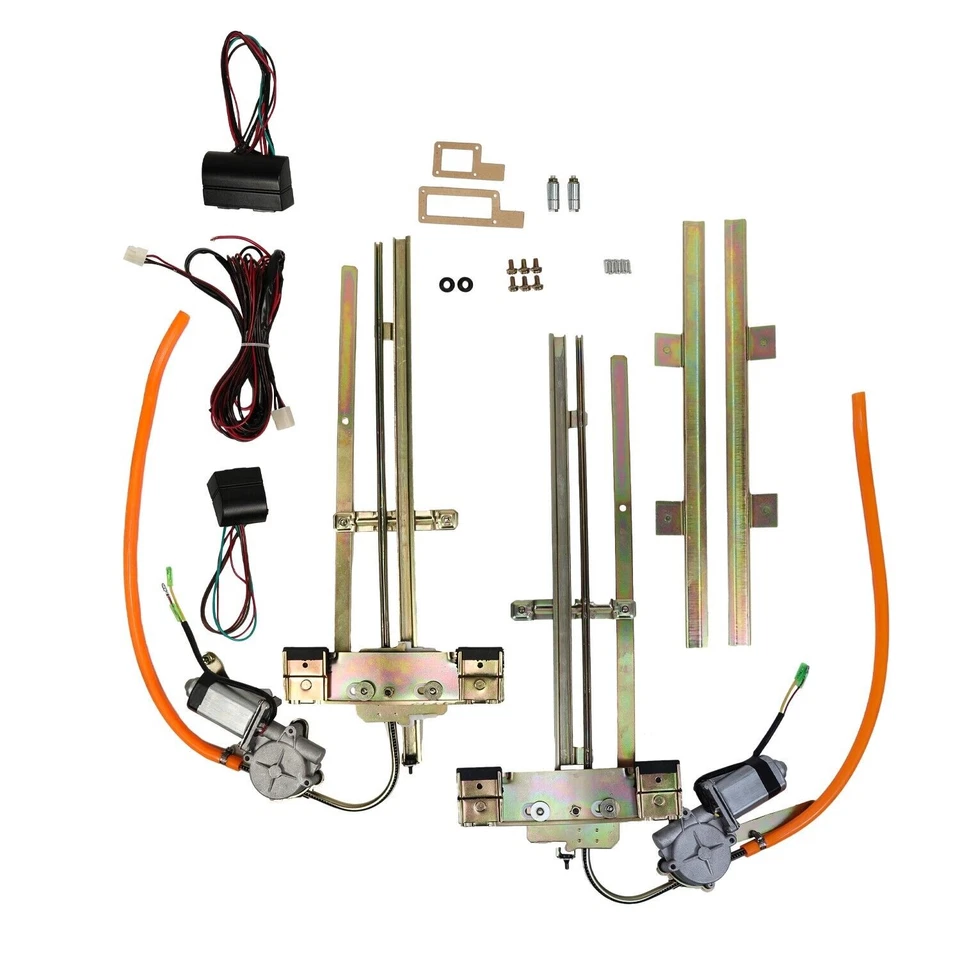 NEW Vintage Car Street Hot Rat Rod Flat Glass Power Window Kit U Wire It 2 Door - Image 2 of 4