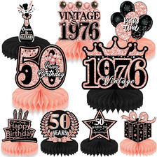 50Th Birthday Decorations Women, 9Pcs Rose Gold 50 Birthday Party Table Decorati