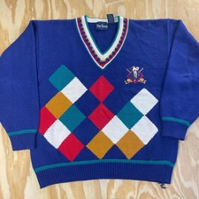 Vintage Par Four Golf Knitt Sweater V Neck Golf Knitted Pullover Mens XL