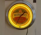 Murphy's Irish Amber Stout Vintage Clock Neon Yellow Sign Light Up Plug In VIDEO