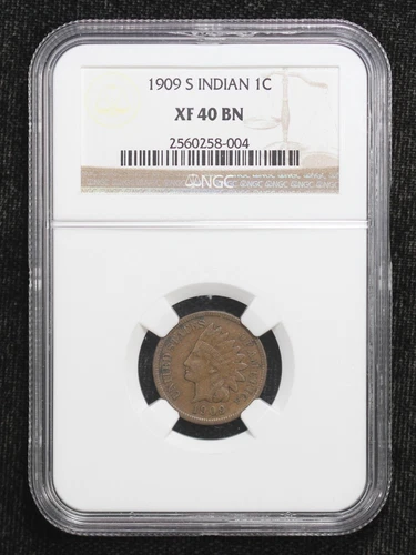 1909-S Indian Cent NGC XF-40 BN 5FOG
