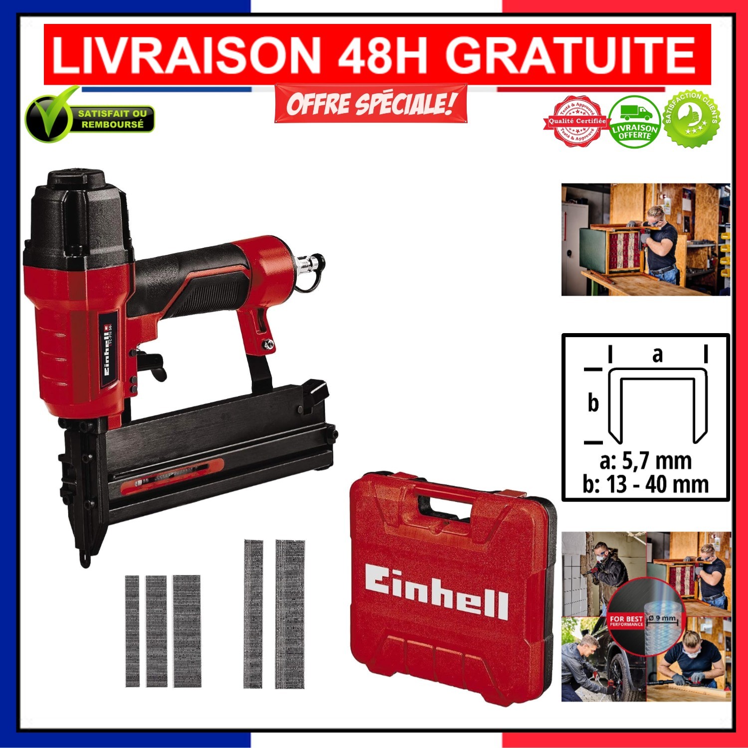Agrafeuse pneumatique Einhell pour pose de lambris et rénovation