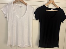 BNWOT  2 x James Perse Scoop Slub T Shirts Tops Size 1 Black White