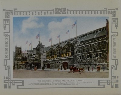 Antique Chicago Illinois Color Art Print The Coliseum Downtown History 1908