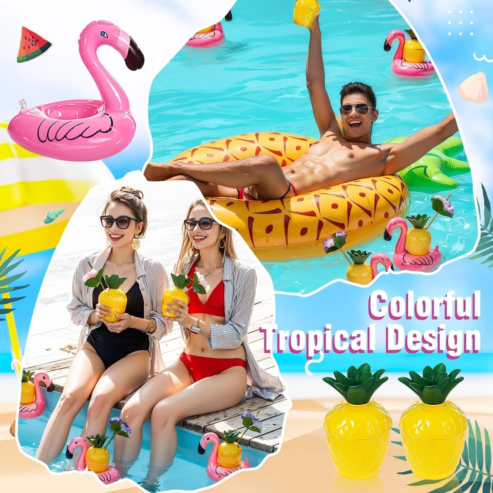 36 наборов чашек для ананаса с цветочными соломинками и надувными плавающими фламинго доктор... - Изображение 4 из 4