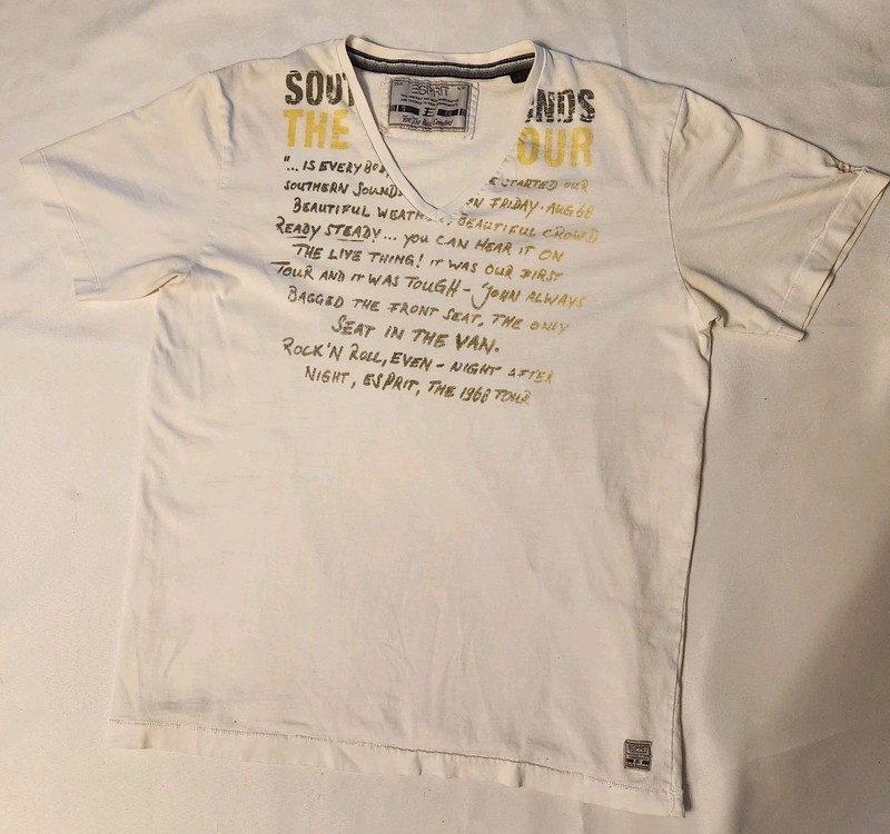 vintage 1968 Esprit Southern Band Tour T- Shirt White Size L