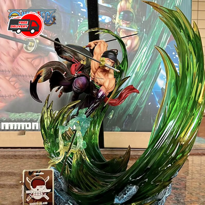 #ad One Piece Roronoa Zoro 24cm Anime Figure GK Luminous PVC Statue Model Gift Toy $60.06