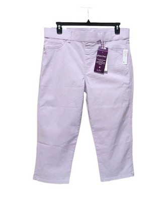 Gloria Vanderbilt Pull On Capri Jeans High Rise Shape Effect Stretch Purple 16