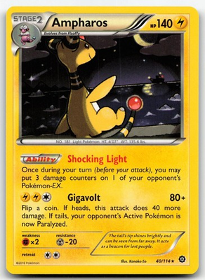 #ad Ampharos 40 114 Holo Rare Steam Siege Pokemon Near Mint $1.99