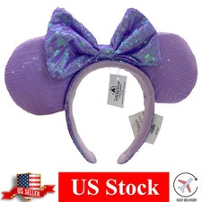 Women Purple Sequin Minnie Mouse Ears Lavender Spring Disney's Headband Hairband