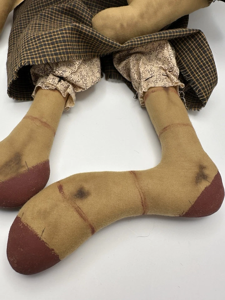 Primitive 26” Handcrafted Handmade Folk Art Rustic Rag Doll Raggedy Ann Signed - Image 4 of 4