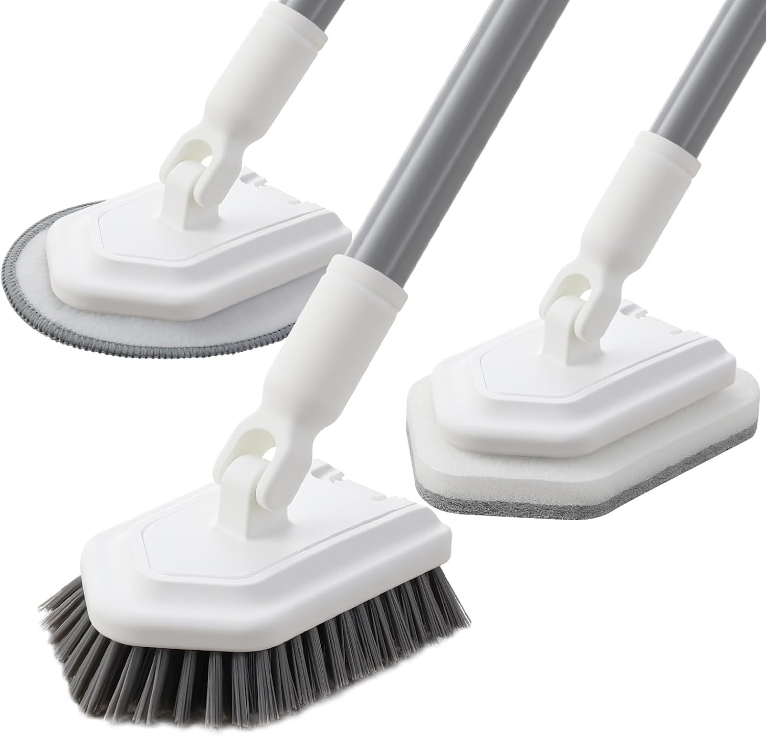 Shower Scrub Brush, 3-In-1 Tile Tub Floor Scrubber Bathroom Cleaner with Long Ha