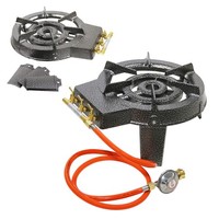 Hockerkocher Gaskocher Gasbrenner Camping Wok 9 Kw 3-Fuß H3 + Schlauch + Regler